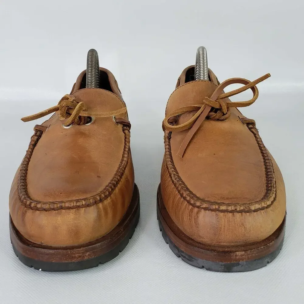 Vintage Polo Country Ralph Lauren Mens Size 9.5 D Boat Shoes Leather Brown